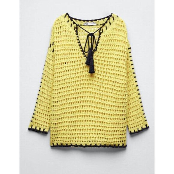 ZARA KNIT SWEATER WITH CONTRAST TOPSTITCHING NEW - Picture 6 of 9